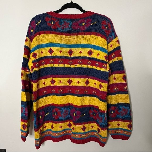 Vintage Cotton Ramie colourful knit oversized sweater - Picture 7 of 7